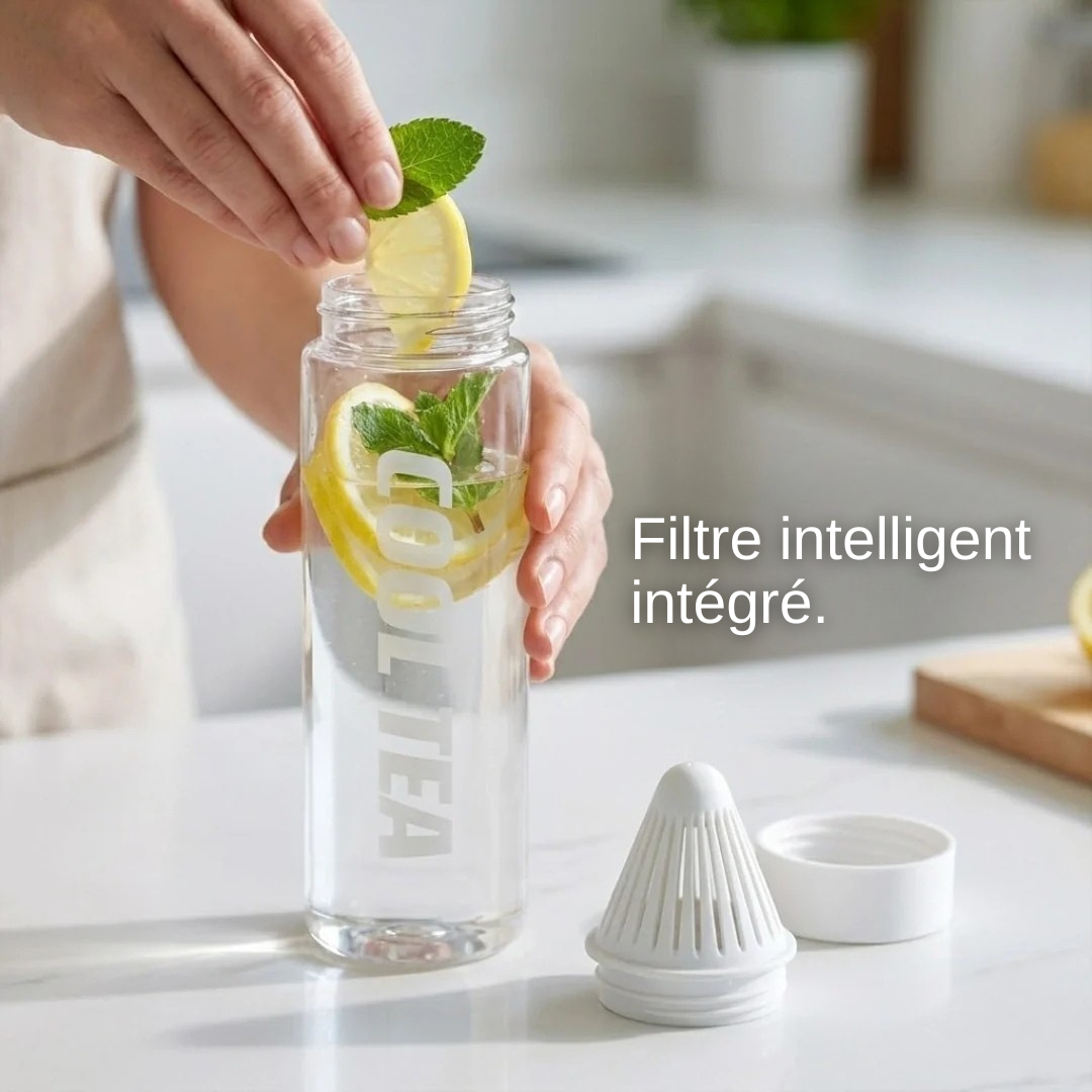 Bouteille portable avec filtre anti-résidus intégré