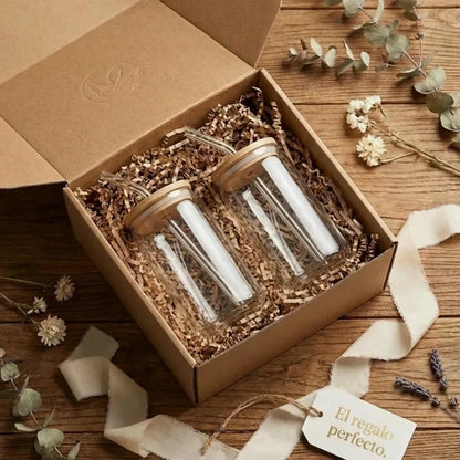 Set de verres haut de gamme en verre et bambou