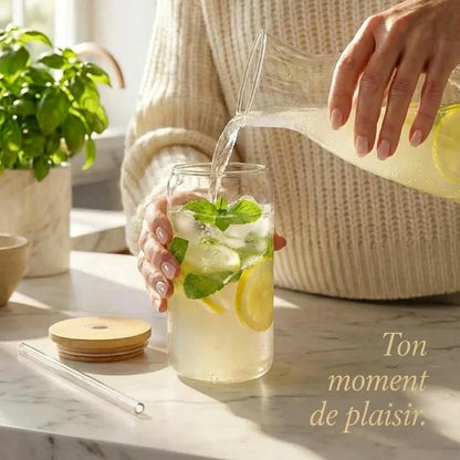 Set de verres haut de gamme en verre et bambou