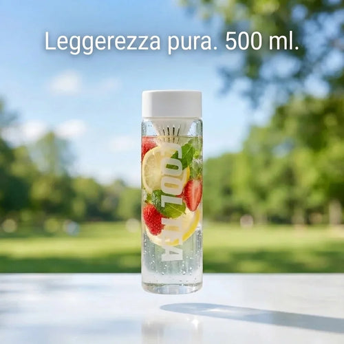Bottiglia portatile con filtro anti-residui integrato