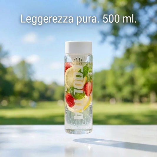 Garrafa portátil com filtro anti-resíduos integrado