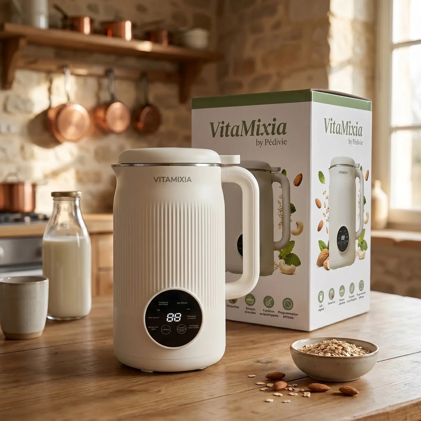 VitaMixia Multifunzione 8 in 1, Prepara Bevande Vegetali, Succhi e Molto Altro