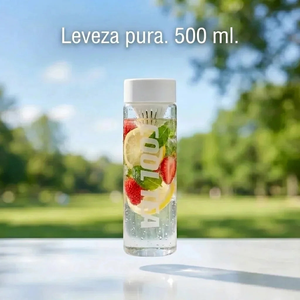 Garrafa portátil com filtro anti-resíduos integrado