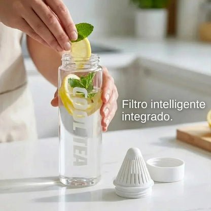 Garrafa portátil com filtro anti-resíduos integrado