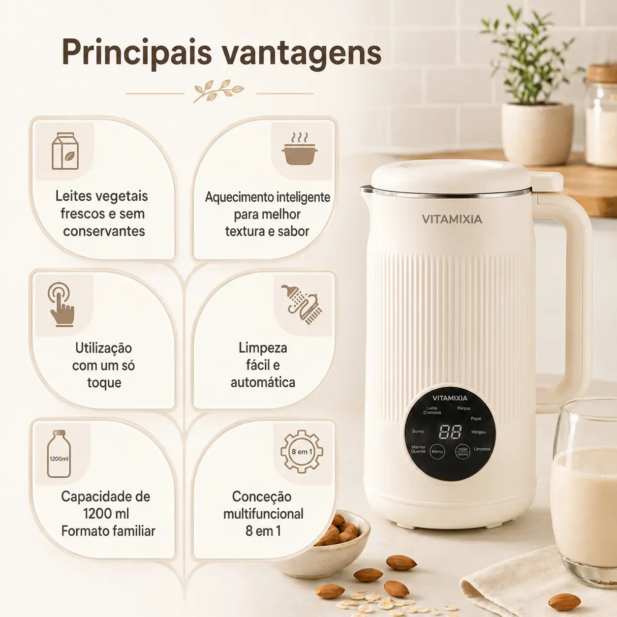 Vitamixia — Leite Vegetal Caseiro, Com Textura Perfeita E Cremosa
